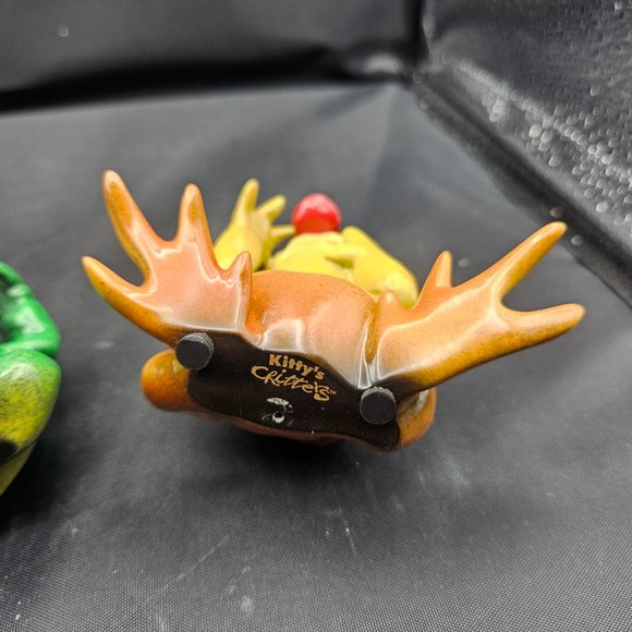 Kittys Critters See Hear Speak No Evil Frogs Blue Green Orange 2001 Set of 3 - Picture 10 of 12